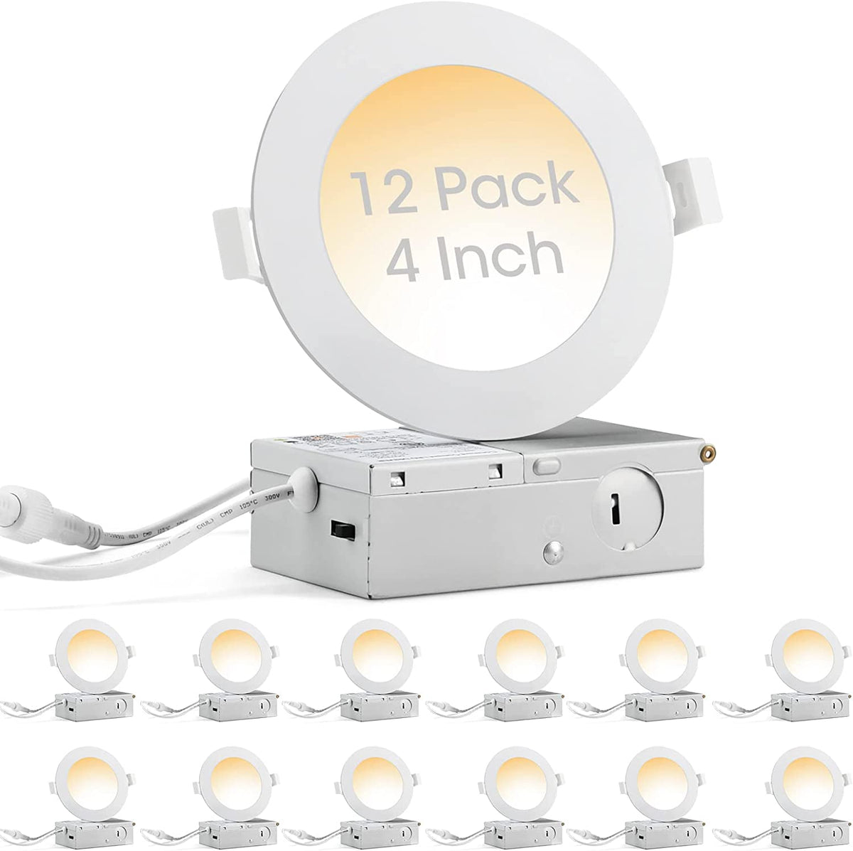 Recessed Lights, Changing Color by Wall Switch, 3CCT 4 Inch 12 Pack, 1 EVOLFATURE